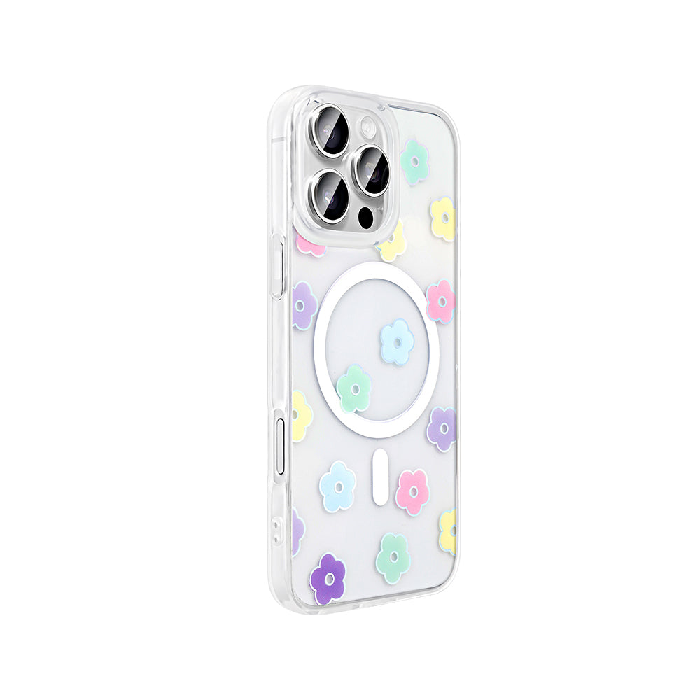 Apple iPhone 16 Pro Kılıf M-Safe Şarj Özellikli Şeffaf Zore Folk Sert Kapak