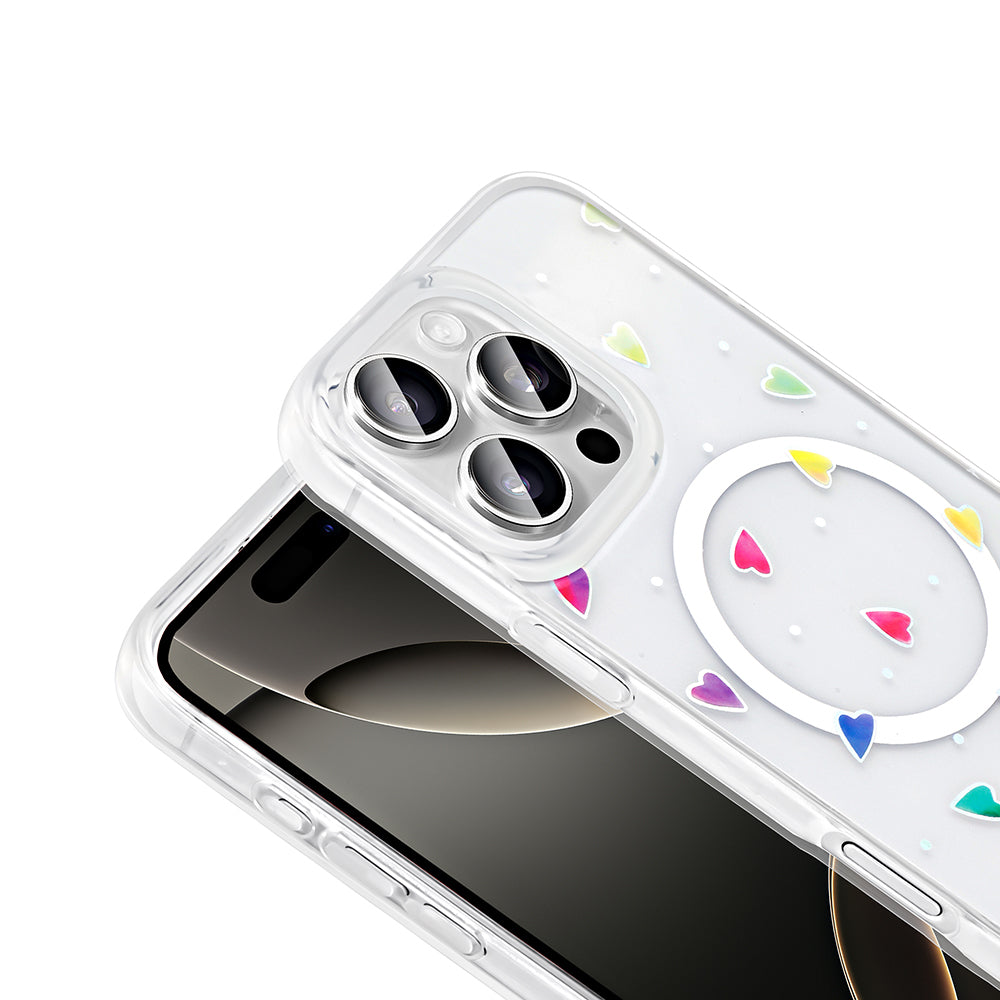 Apple iPhone 16 Pro Kılıf M-Safe Şarj Özellikli Şeffaf Zore Folk Sert Kapak