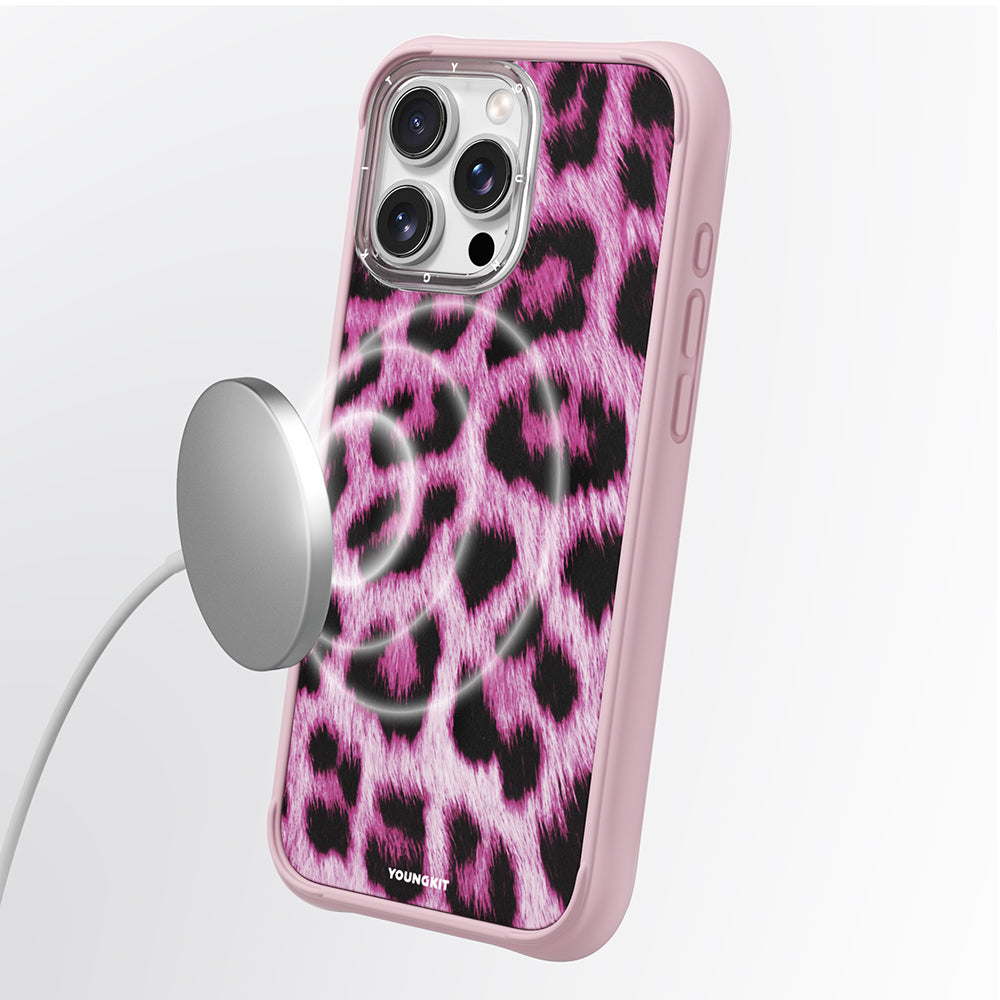 Apple iPhone 16 Pro Kılıf M-safe Şarj Özellikli Youngkit Leopard Serisi Kapak