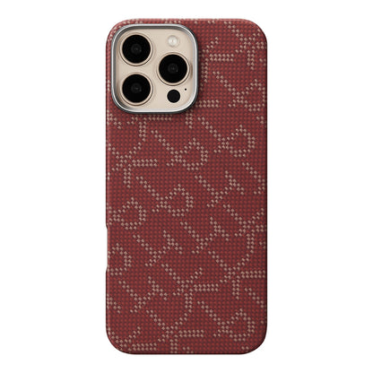 Apple iPhone 16 Pro Kılıf M-safe Şarj Özellikli Aramid Fiber Pitaka Tactile Woven Monogram Serisi Kapak