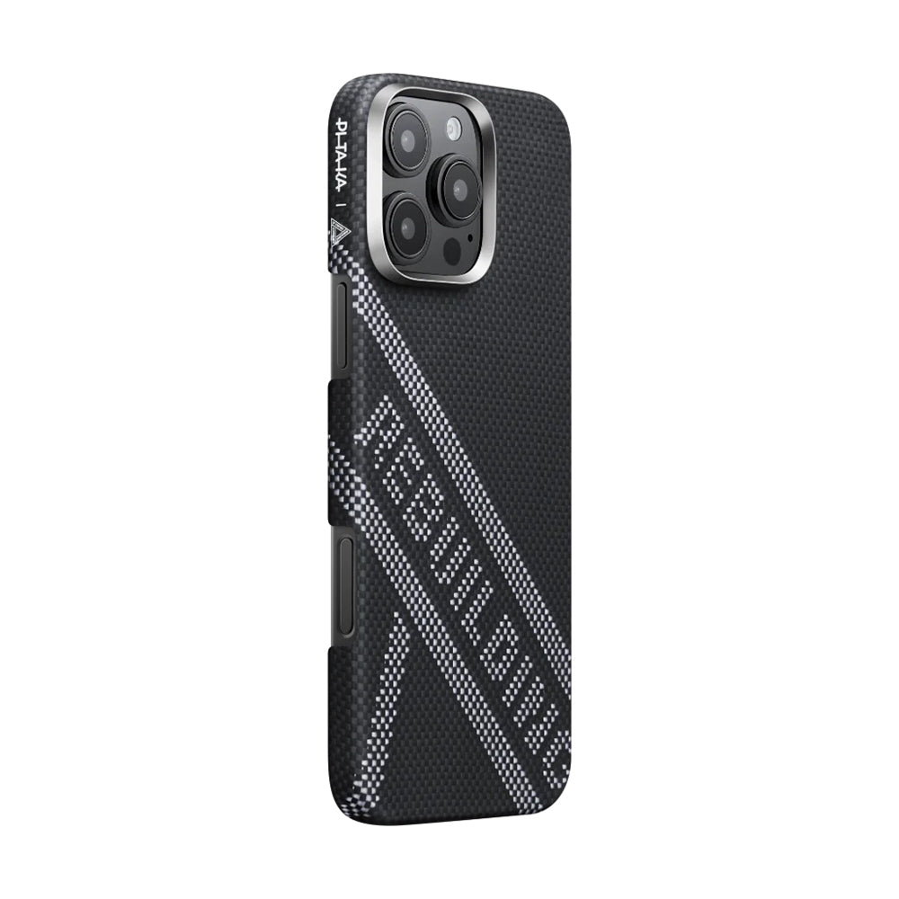 Apple iPhone 16 Pro Kılıf M-safe Şarj Özellikli Aramid Fiber Re-TROS Tasarımlı Pitaka Tactile Woven Rebuilding Serisi Kapak