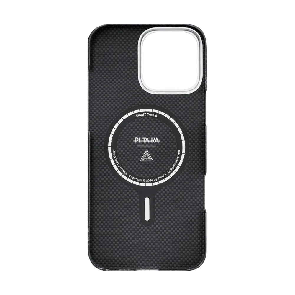 Apple iPhone 16 Pro Kılıf M-safe Şarj Özellikli Aramid Fiber Re-TROS Tasarımlı Pitaka Tactile Woven Rebuilding Serisi Kapak