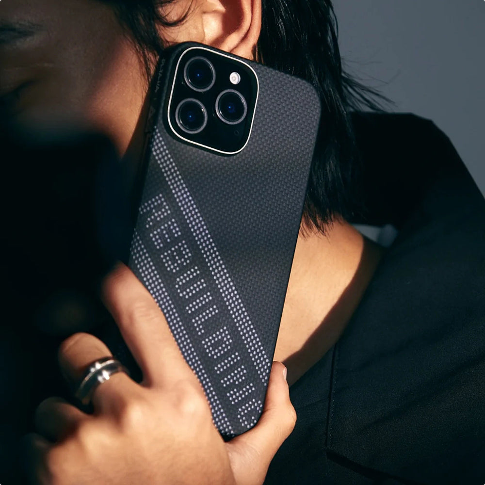 Apple iPhone 16 Pro Kılıf M-safe Şarj Özellikli Aramid Fiber Re-TROS Tasarımlı Pitaka Tactile Woven Rebuilding Serisi Kapak