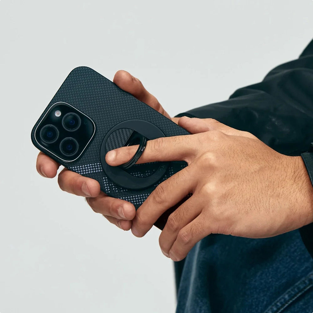 Apple iPhone 16 Pro Kılıf M-safe Şarj Özellikli Aramid Fiber Re-TROS Tasarımlı Pitaka Tactile Woven Rebuilding Serisi Kapak