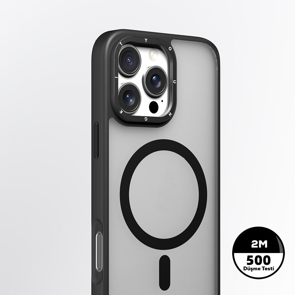 Apple iPhone 16 Pro Kılıf M-safe Şarj Özellikli Cam Arka Yüzey TPU Youngkit Gemstone Serisi Kapak