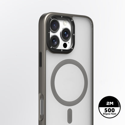 Apple iPhone 16 Pro Kılıf M-safe Şarj Özellikli Cam Arka Yüzey TPU Youngkit Gemstone Serisi Kapak