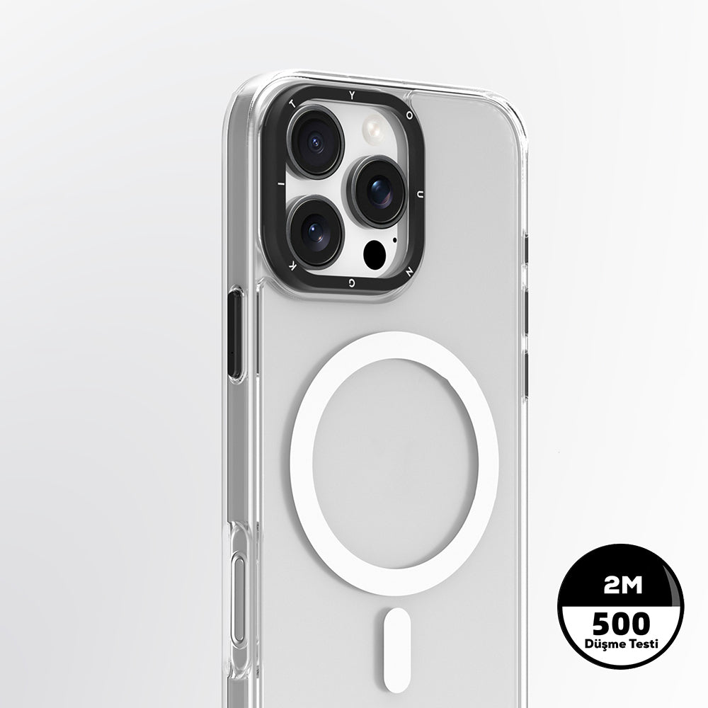 Apple iPhone 16 Pro Kılıf M-safe Şarj Özellikli Cam Arka Yüzey TPU Youngkit Gemstone Serisi Kapak