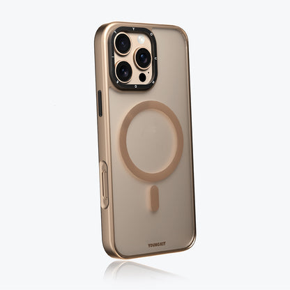 Apple iPhone 16 Pro Kılıf M-safe Şarj Özellikli Cam Arka Yüzey TPU Youngkit Gemstone Serisi Kapak