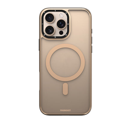 Apple iPhone 16 Pro Kılıf M-safe Şarj Özellikli Cam Arka Yüzey TPU Youngkit Gemstone Serisi Kapak