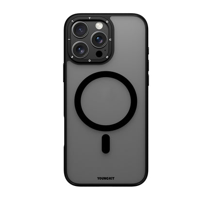 Apple iPhone 16 Pro Kılıf M-safe Şarj Özellikli Cam Arka Yüzey TPU Youngkit Gemstone Serisi Kapak