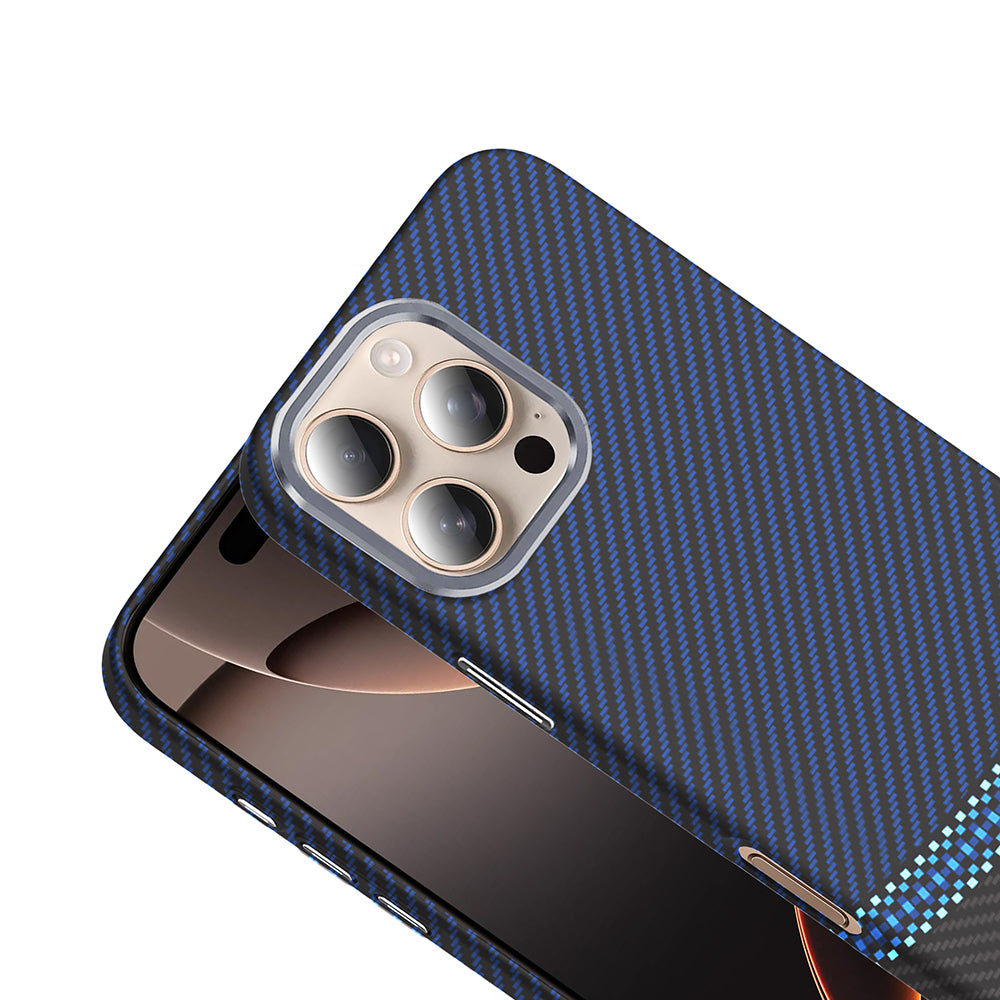 Apple iPhone 16 Pro Kılıf M-safe Şarj Özellikli Karbon Fiber Görünümlü Zore Gros Kapak