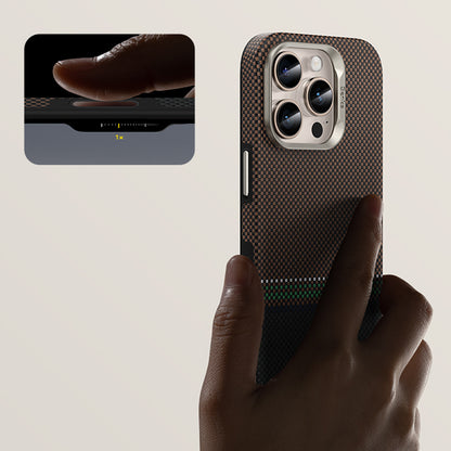 Apple iPhone 16 Pro Kılıf M-safe Şarj Özellikli Karbon Fiber Tasarımlı Benks Prestige ArmorPro Kevlar Kapak
