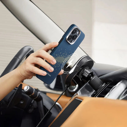 Apple iPhone 16 Pro Kılıf M-safe Şarj Özellikli Lumintex Teknolojili Fosforlu Özellikli Aramid Fiber Pitaka Tactile Woven Starpeak Serisi Milky Way Galaxy Kapak