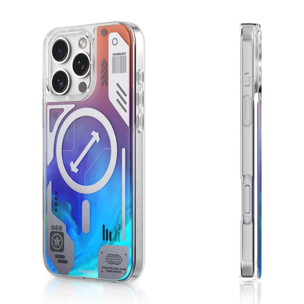 Apple iPhone 16 Pro Kılıf M-safe Şarj Özellikli Parlak Kumlu Sıvılı Tasarımlı Galaxy Fantasy Serisi Kapak