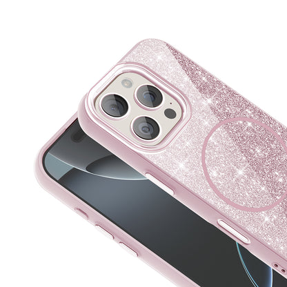 Apple iPhone 16 Pro Kılıf M-safe Şarj Özellikli Parlayan Simli Zore Okso Kapak