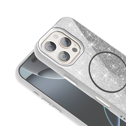 Apple iPhone 16 Pro Kılıf M-safe Şarj Özellikli Parlayan Simli Zore Okso Kapak