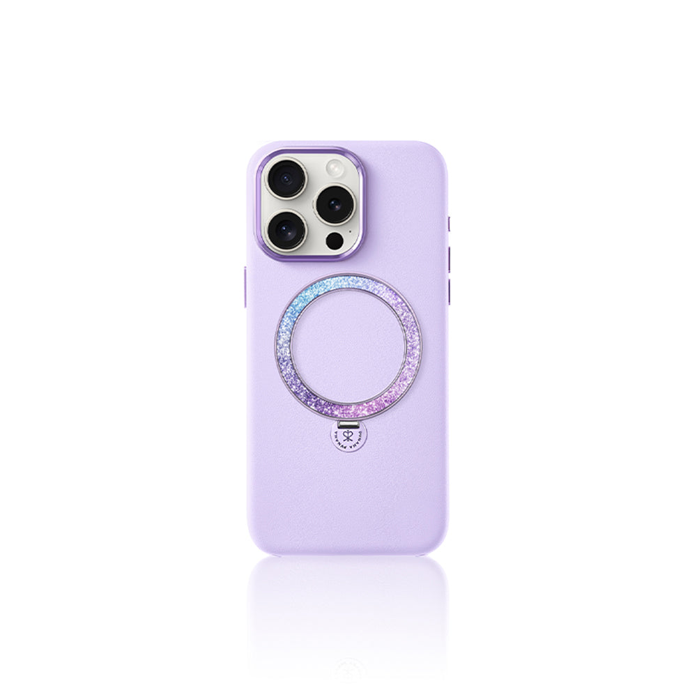 Apple iPhone 16 Pro Kılıf M-safe Şarj Özellikli Standlı Suni Deri Tasarımlı Pynana Dancing Circle Serisi Kapak
