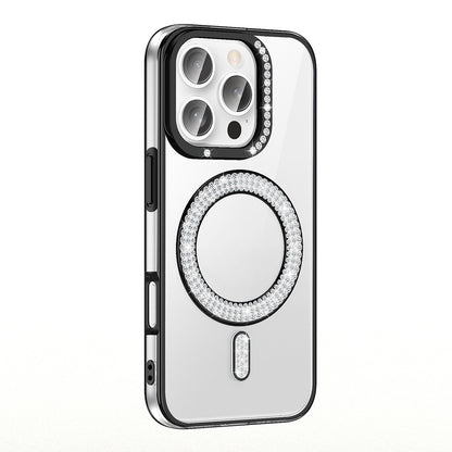 Apple iPhone 16 Pro Kılıf Pırlanta Taş Tasarımlı M-safe Şarj Özellikli Zore Karetta Silikon Kapak