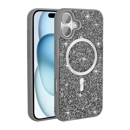 Apple iPhone 16 Pro Kılıf Pırlanta Tasarımlı M-safe Şarj Özellikli Zore Mozaik Silikon Kapak