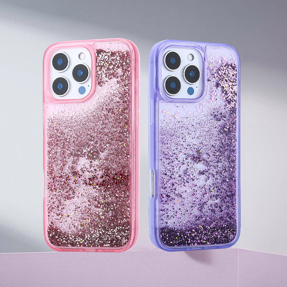 Apple iPhone 16 Pro Kılıf Sıvılı Simli Şeffaf Arka Yüzey Zore Keto Silikon Kapak