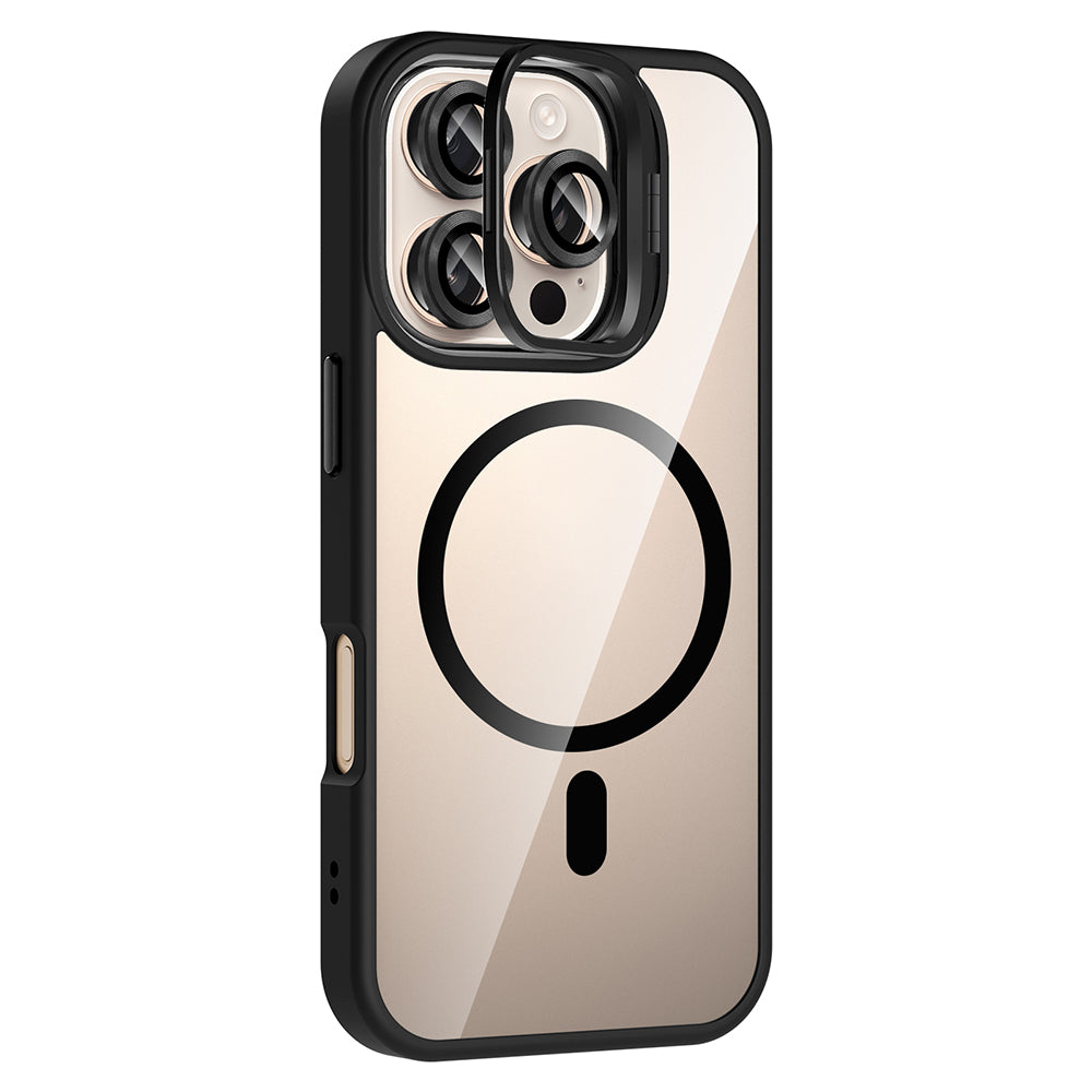 Apple iPhone 16 Pro Kılıf Standlı ve Kamera Lens Hediyeli M-Safe Şarj Özellikli Zore Etro Kapak