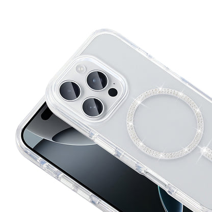 Apple iPhone 16 Pro Kılıf Taşlı Tasarım M-safe Şarj Özellikli Zore Koment Silikon Kapak
