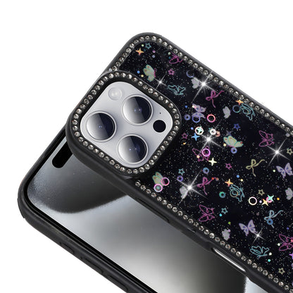 Apple iPhone 16 Pro Kılıf Taşlı ve Simli Tasarım Zore Azra Kapak