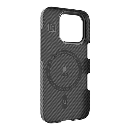 Apple iPhone 16 Pro Kılıf Wiwu DCC-206 M-safe Şarj Özellikli Kamera Standlı Aramid Fiber Tasarım Kapak