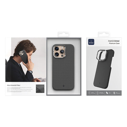 Apple iPhone 16 Pro Kılıf Wiwu DCC-208 M-safe Şarj Özellikli Kamera Standlı Aramid Fiber Tasarım Kapak