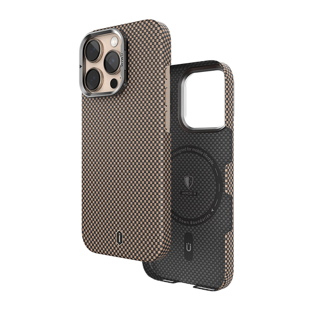 Apple iPhone 16 Pro Kılıf Wiwu DCC-208 M-safe Şarj Özellikli Kamera Standlı Aramid Fiber Tasarım Kapak