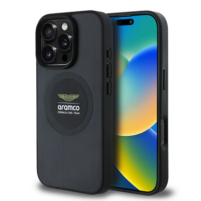 Apple iPhone 16 Pro Max Kılıf Aston Martin Orjinal Lisanslı M-safe Şarj Özellikli Aluminyum Arka Yüzeyli Formula One Team Baskılı Kapak