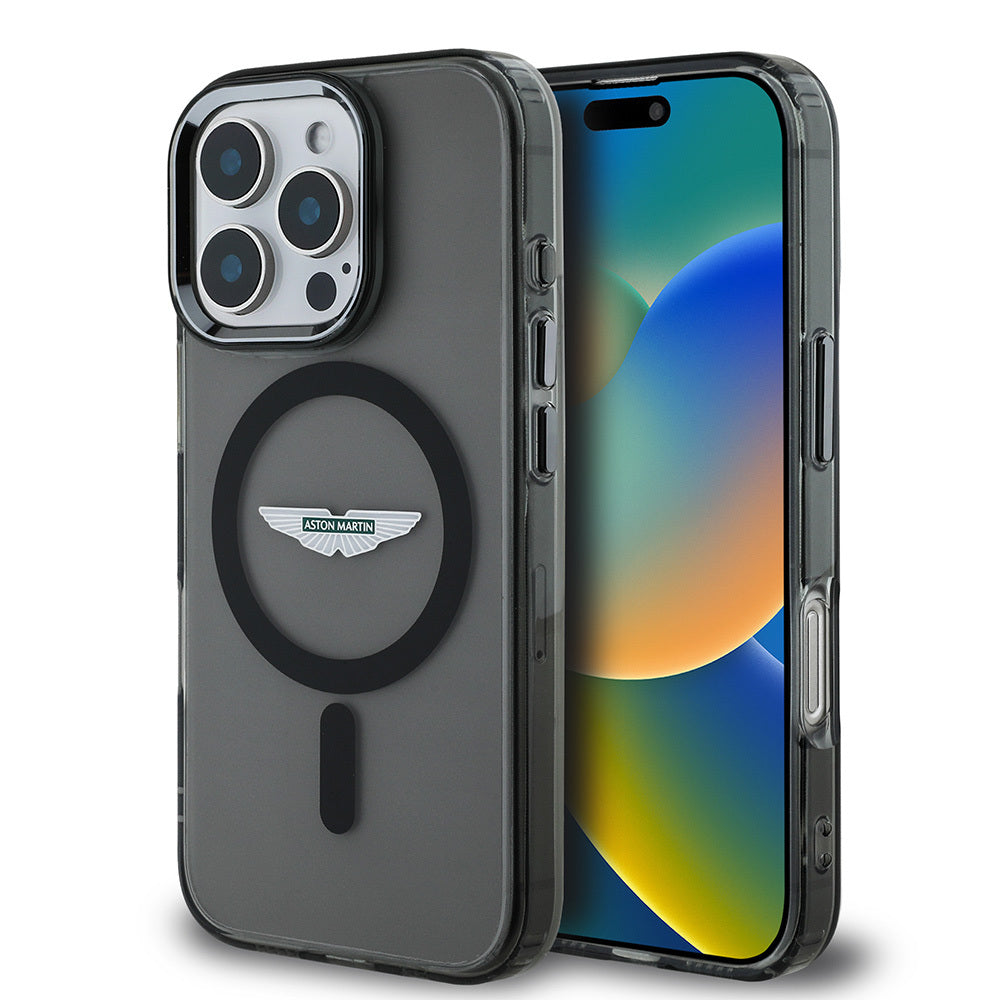 Apple iPhone 16 Pro Max Kılıf Aston Martin Orjinal Lisanslı M-safe Şarj Özellikli IML Baskı Logolu Buzlu Kapak