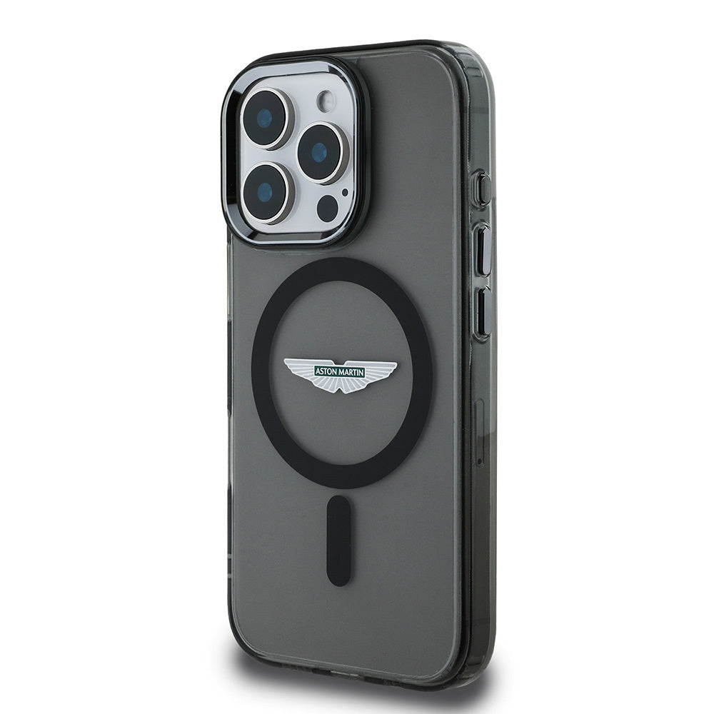 Apple iPhone 16 Pro Max Kılıf Aston Martin Orjinal Lisanslı M-safe Şarj Özellikli IML Baskı Logolu Buzlu Kapak