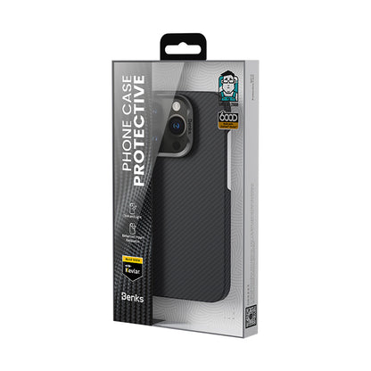 Apple iPhone 16 Pro Max Kılıf Benks M-safe Şarj Özellikli Metal Kamera Çerçeveli Magnetik ArmorAir 600D Kevlar Fiber Kapak