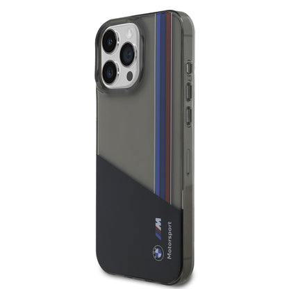 Apple iPhone 16 Pro Max Kılıf BMW Orjinal Lisanslı Yarı Transparan M Dizayn Çizgili Kapak
