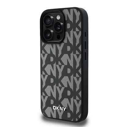 Apple iPhone 16 Pro Max Kılıf DKNY Orjinal Lisanslı M-safe Şarj Özellikli 3D Yazılı Grid Pattern Kapak