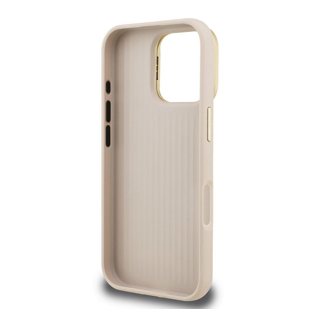 Apple iPhone 16 Pro Max Kılıf Guess Orjinal Lisanslı Grained Yazı Logolu Kamera Standlı Kapak