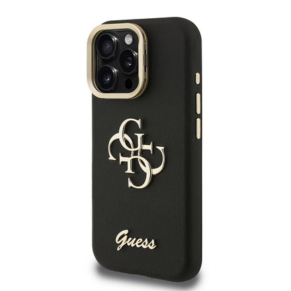 Apple iPhone 16 Pro Max Kılıf Guess Orjinal Lisanslı Grained Yazı Logolu Kamera Standlı Kapak