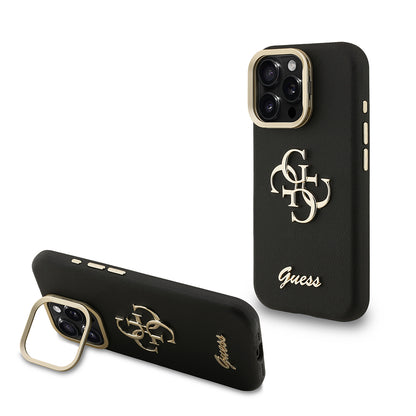 Apple iPhone 16 Pro Max Kılıf Guess Orjinal Lisanslı Grained Yazı Logolu Kamera Standlı Kapak