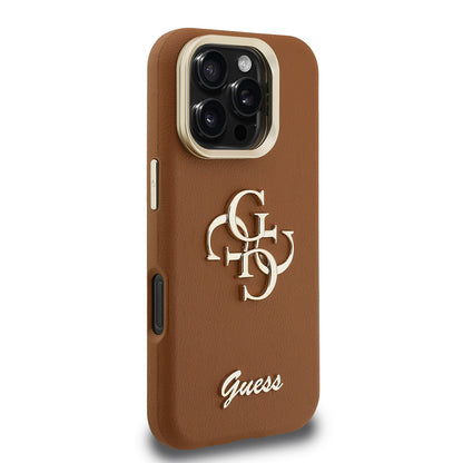 Apple iPhone 16 Pro Max Kılıf Guess Orjinal Lisanslı Grained Yazı Logolu Kamera Standlı Kapak