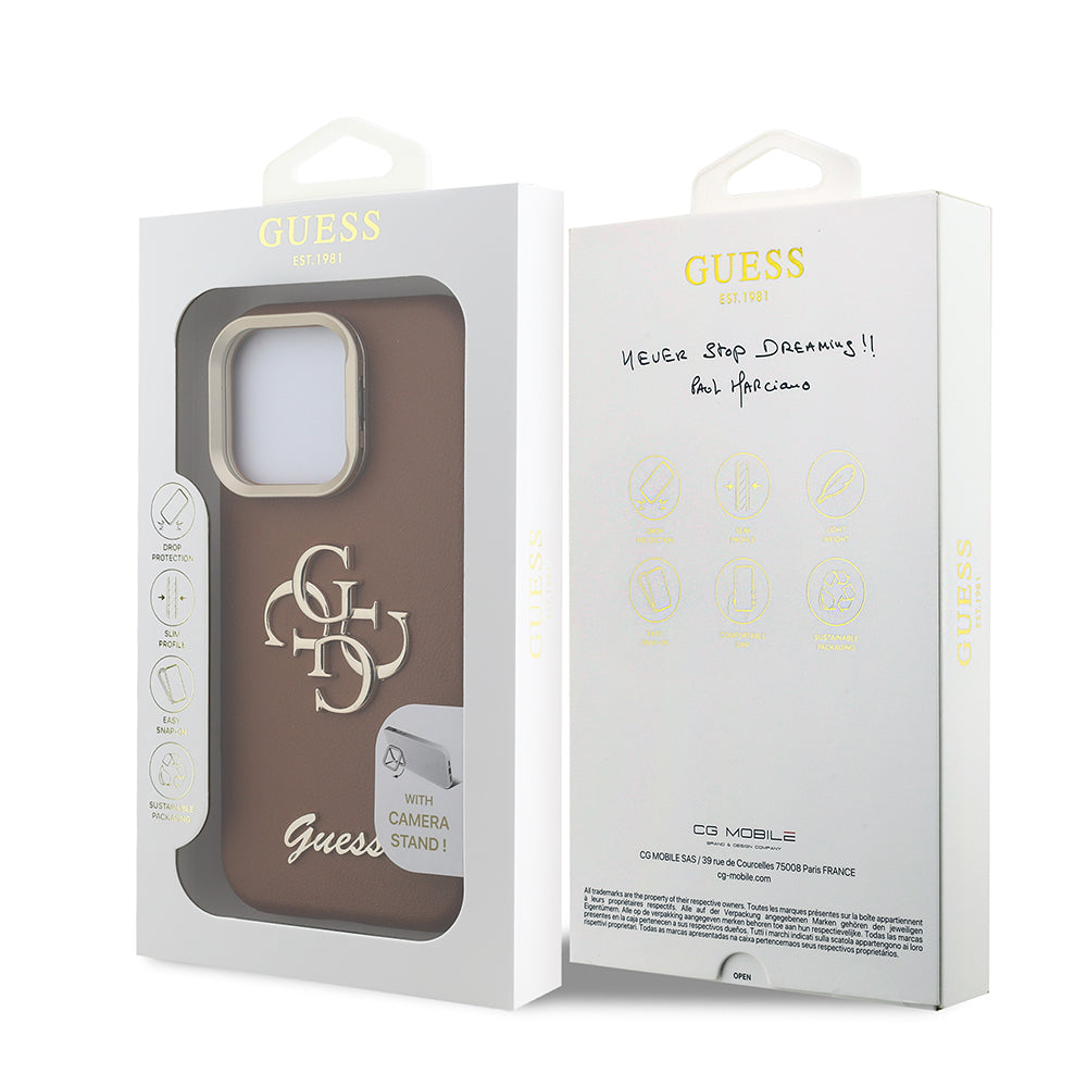 Apple iPhone 16 Pro Max Kılıf Guess Orjinal Lisanslı Grained Yazı Logolu Kamera Standlı Kapak