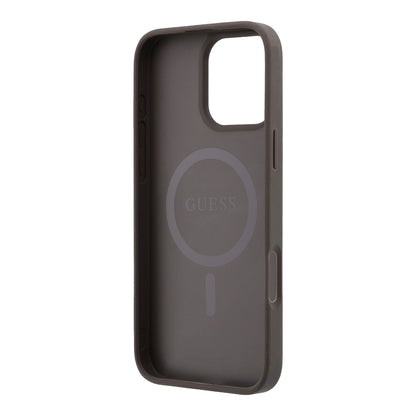 Apple iPhone 16 Pro Max Kılıf Guess Orjinal Lisanslı M-safe Kabartmalı 4G Desenli Yazı Logolu Kapak