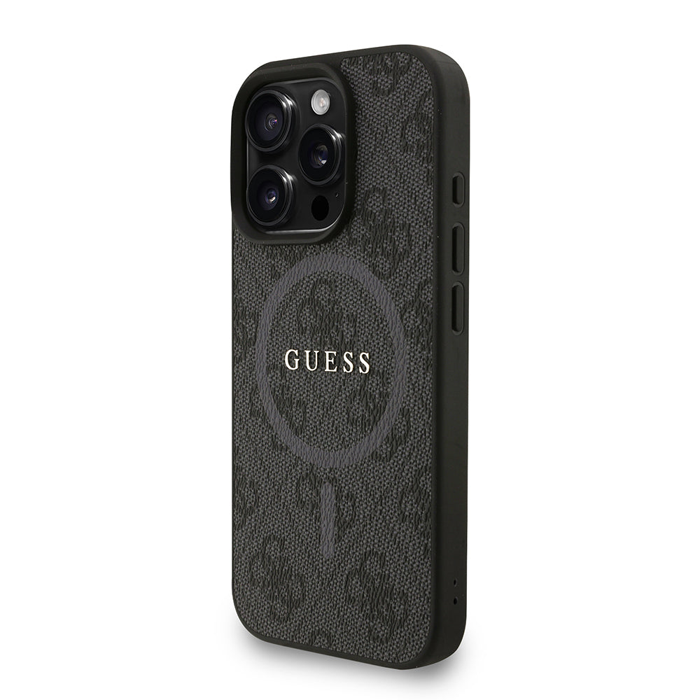 Apple iPhone 16 Pro Max Kılıf Guess Orjinal Lisanslı M-safe Şarj Özellikli PU Deri Bilek Askı İpli Yazı Logolu Kapak