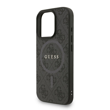 Apple iPhone 16 Pro Max Kılıf Guess Orjinal Lisanslı M-safe Şarj Özellikli PU Deri Bilek Askı İpli Yazı Logolu Kapak