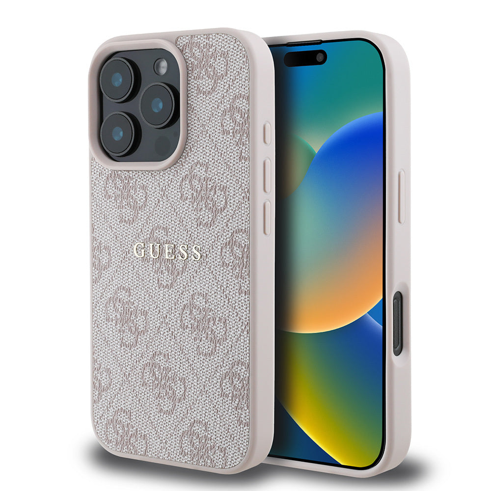 Apple iPhone 16 Pro Max Kılıf Guess Orjinal Lisanslı M-safe Şarj Özellikli 4G Desenli Yazı Logolu Kapak