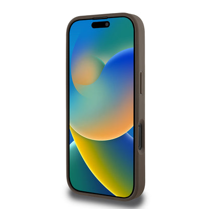 Apple iPhone 16 Pro Max Kılıf Guess Orjinal Lisanslı M-safe Şarj Özellikli Sıcak Baskılı Üçgen Logolu PU Deri Peony Kapak