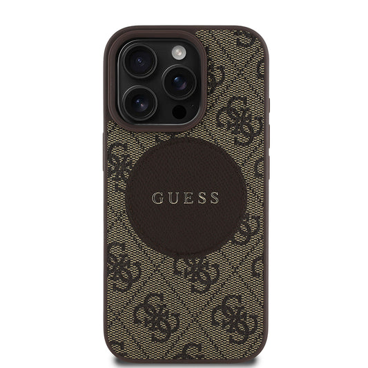 Apple iPhone 16 Pro Max Kılıf Guess Orjinal Lisanslı M-safe Şarj Özellikli Yazı Logolu Circle Classic Kapak