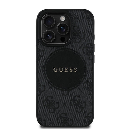 Apple iPhone 16 Pro Max Kılıf Guess Orjinal Lisanslı M-safe Şarj Özellikli Yazı Logolu Circle Classic Kapak