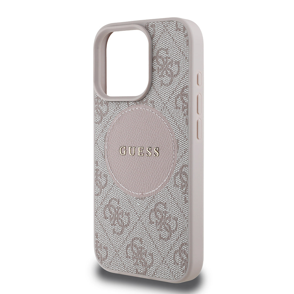 Apple iPhone 16 Pro Max Kılıf Guess Orjinal Lisanslı M-safe Şarj Özellikli Yazı Logolu Circle Classic Kapak