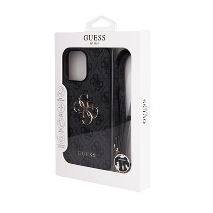 Apple iPhone 16 Pro Max Kılıf Guess Orjinal Lisanslı PU Deri 4G Büyük Metal Logolu Çapraz Vücut Askılı Kapak